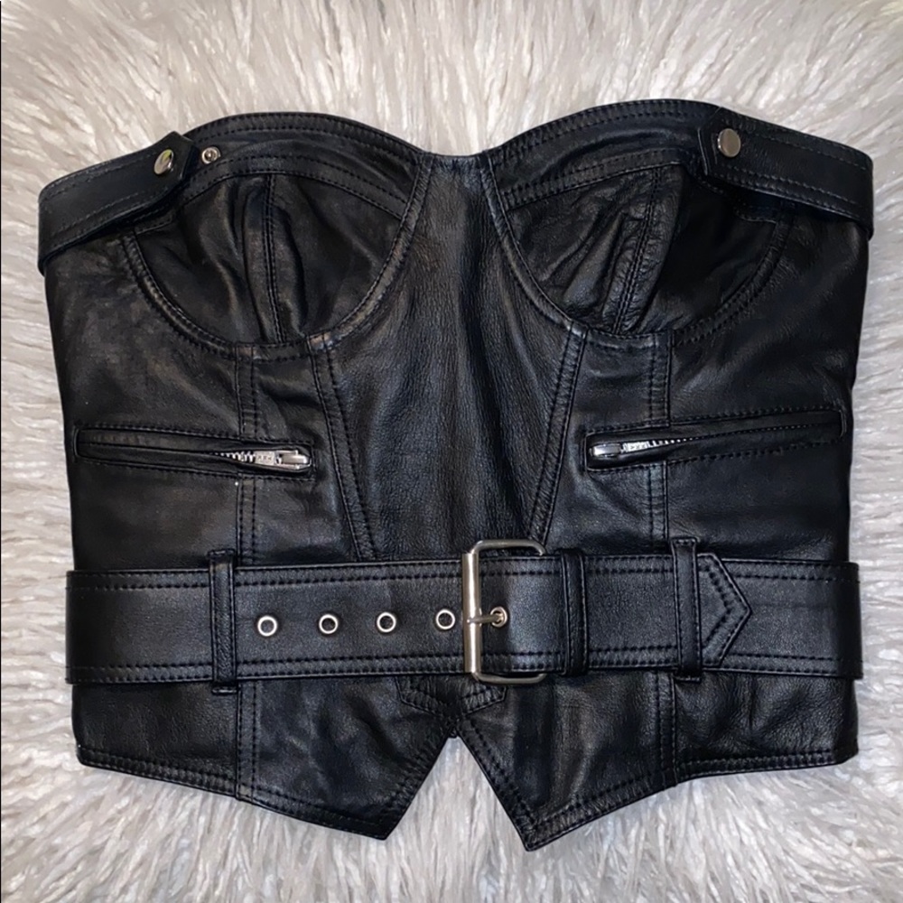Black Leather Corset Top